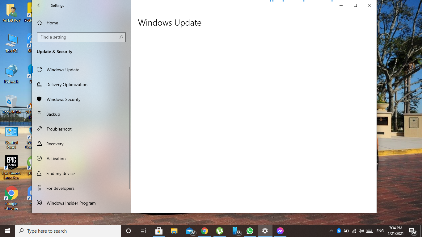 The windows update page is blank in settings - Microsoft Q&A
