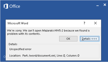 Unspecified error on Word file which contains equations: error in /word ...