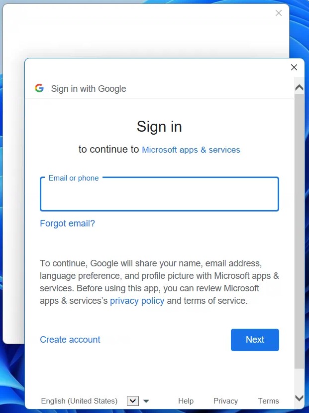 outlook tries to log in to gmail 1