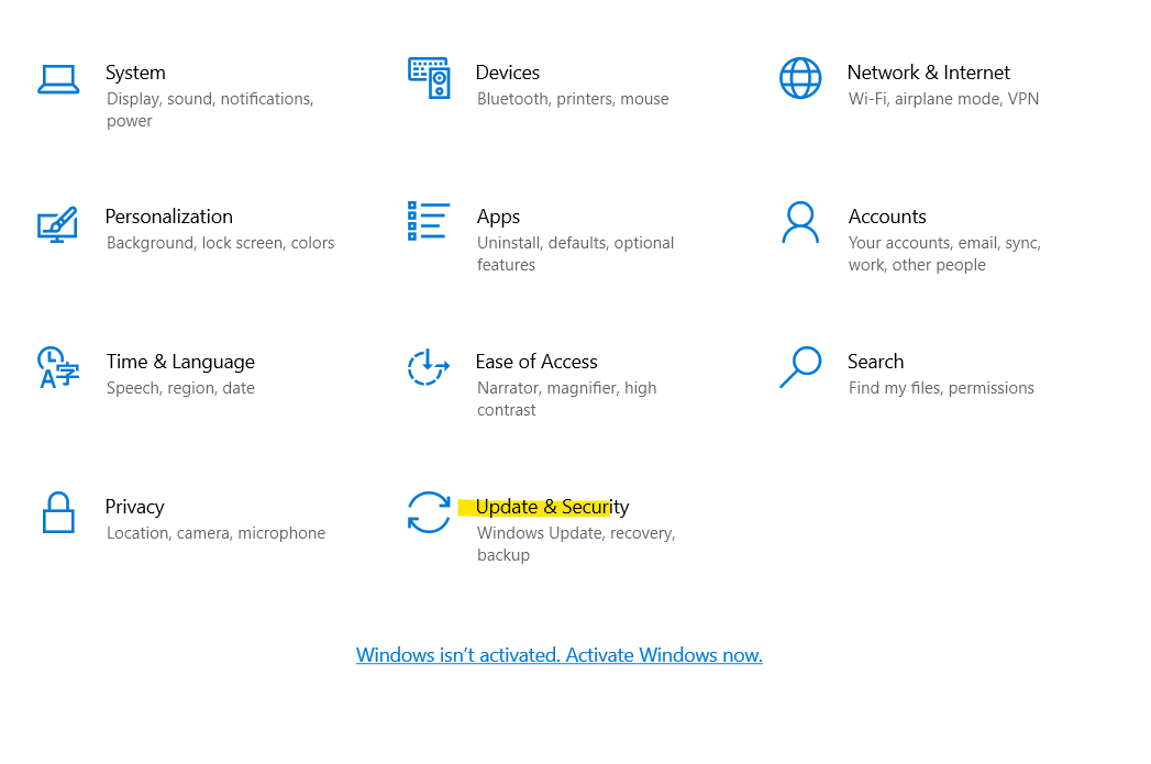 Windows setting "update & security " is blocked - Microsoft Q&A