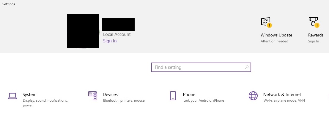New Information on top bar of Settings screen - Microsoft Q&A