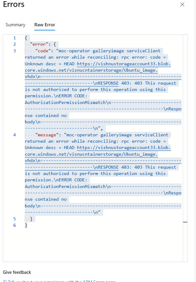 Getting an error when trying to upload the custom image in azure local ...