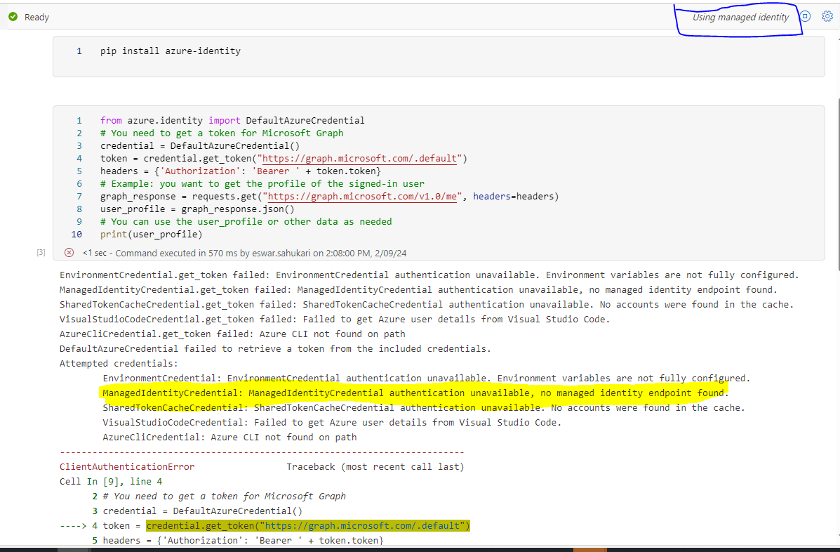 Can we use msgraph-sdk on Synapse Spark pool and authenticate using ...