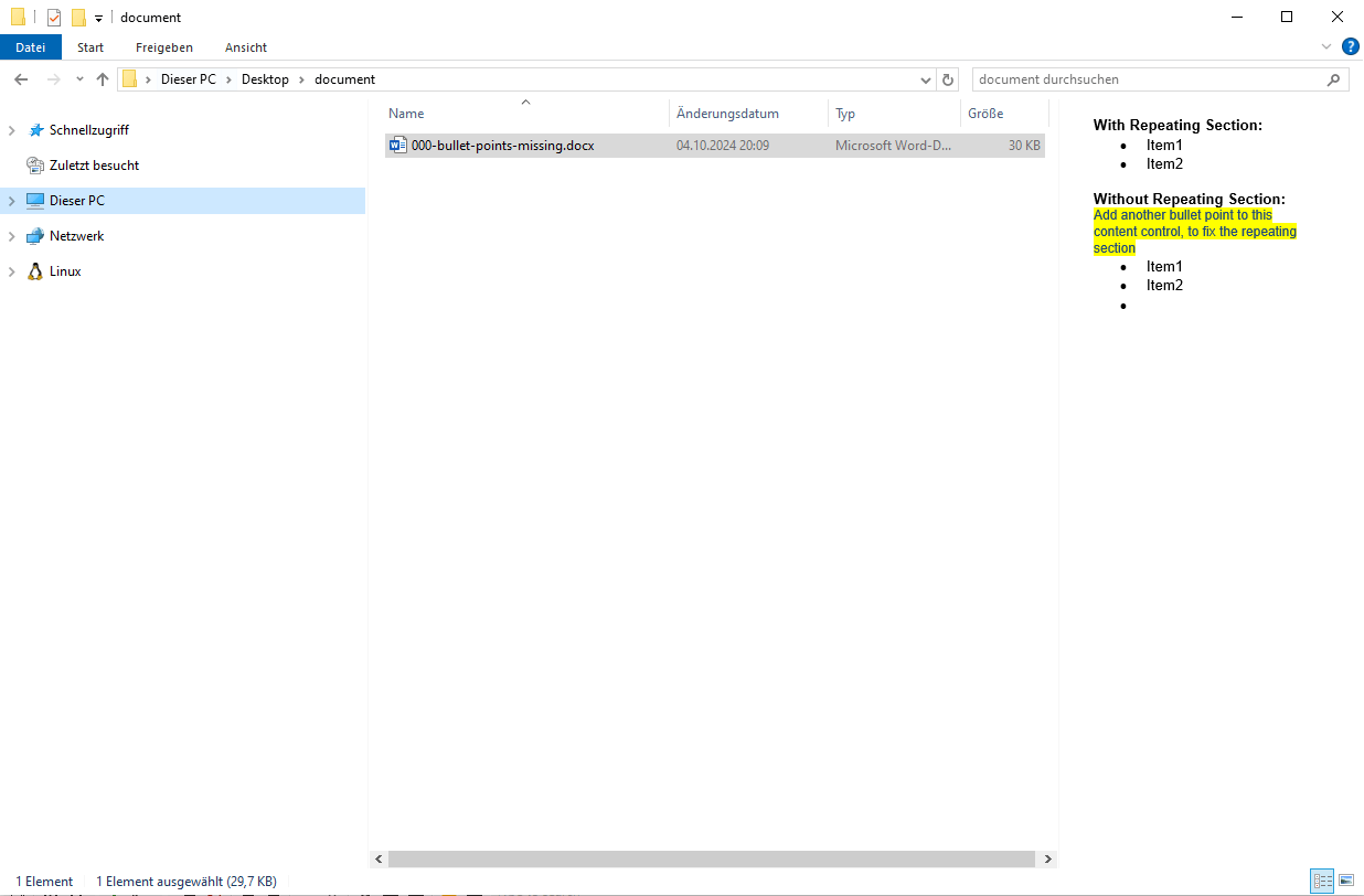 Bullet Points Missing in Rich Text Content Control Inside a Repeating ...