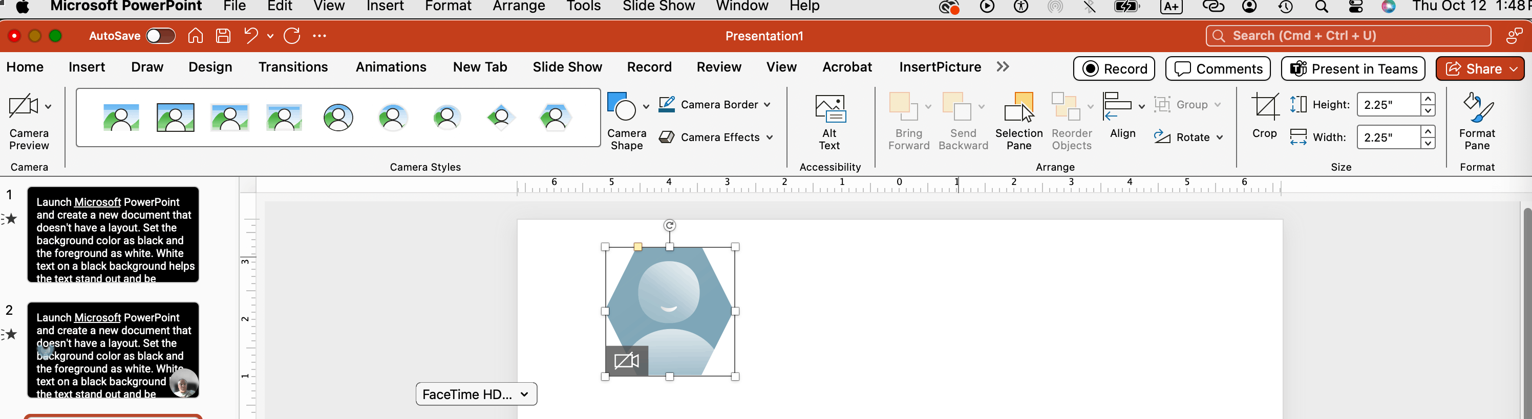 How do you change the DEFAULT shape of video narration (as you record ...