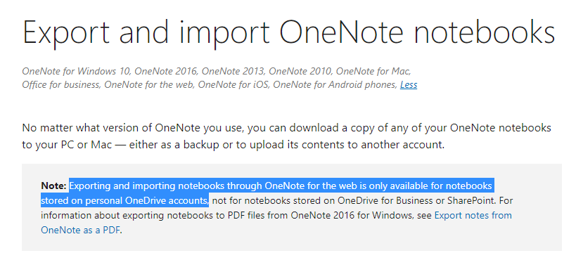 Exporting from OneNote for Windows 10 or Windows 2016 - Microsoft Q&A