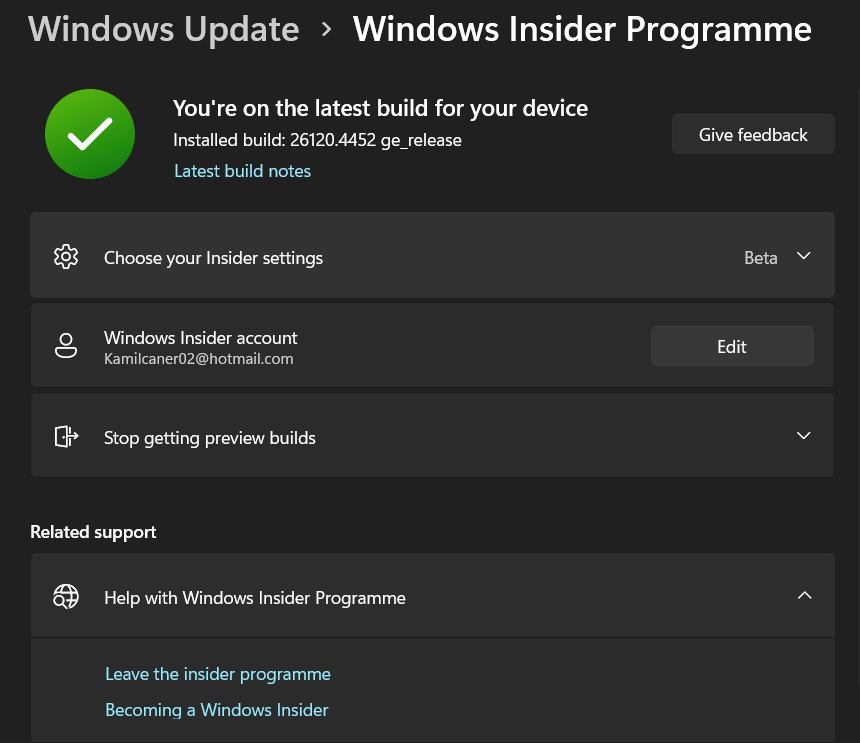 Can't see the new settings that should be in the beta - Microsoft Q&A