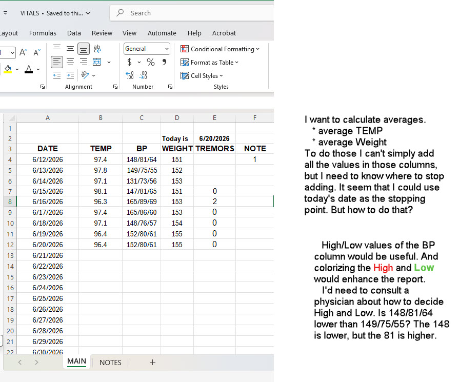 Vitals spreadsheet explanation annotated