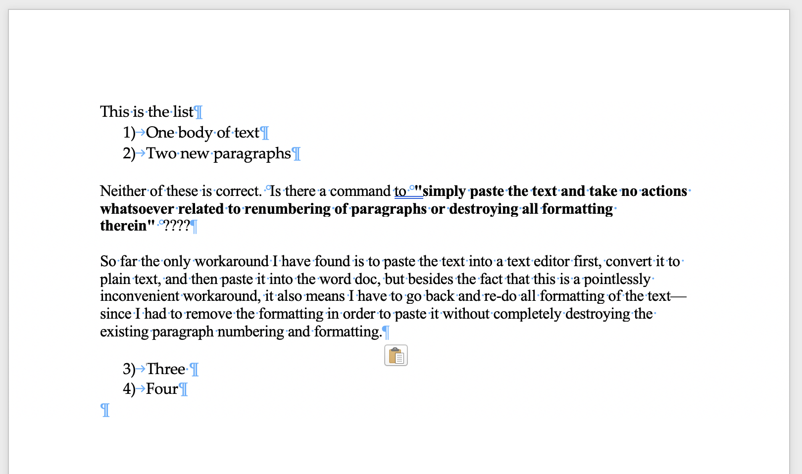How to paste non-plain text into a numbered paragraph? - Microsoft Q&A