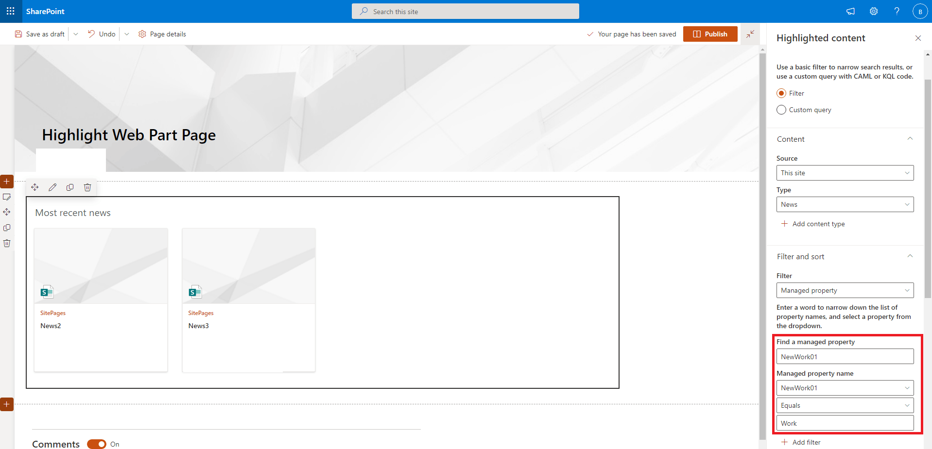 Filter site activity webpart to show only webpages created in ...