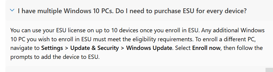 Extending ESU coverage from one Windows 10 computer to a second ...