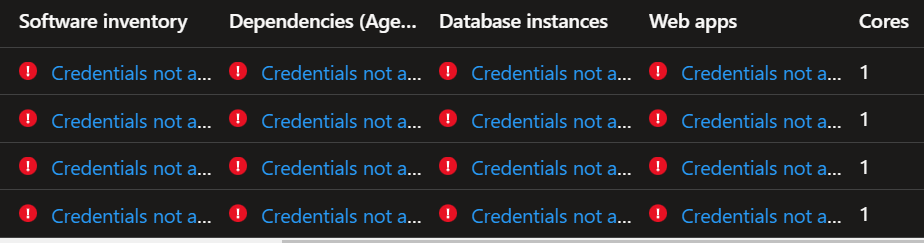 No credentials have been provided on the appliance for this server ...
