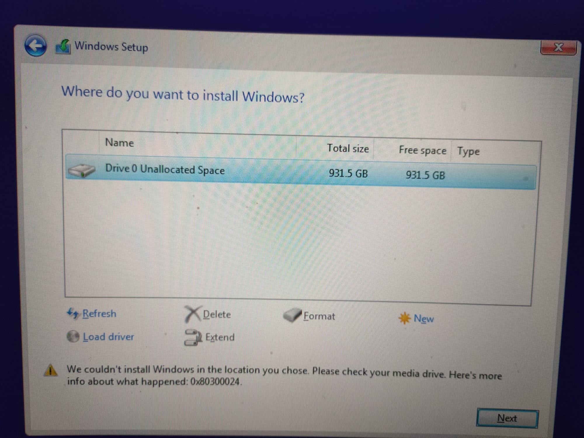 I am trying to do a clean install of windows 10 from boot media