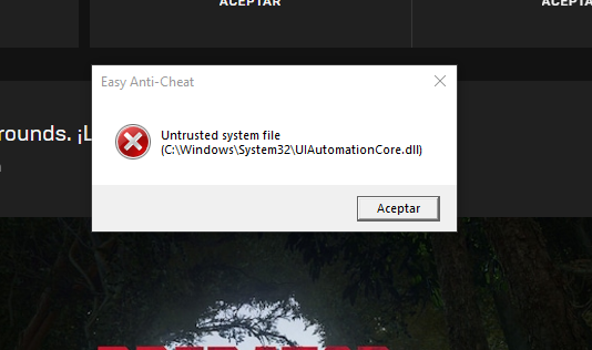 Error al iniciar juego/ Win64-Shipping.exe/ Untrusted file ...