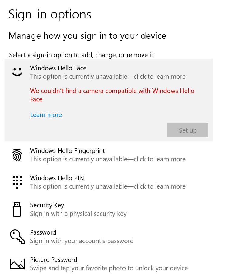Sign-in issues, various options unavailable, even after resetting the ...