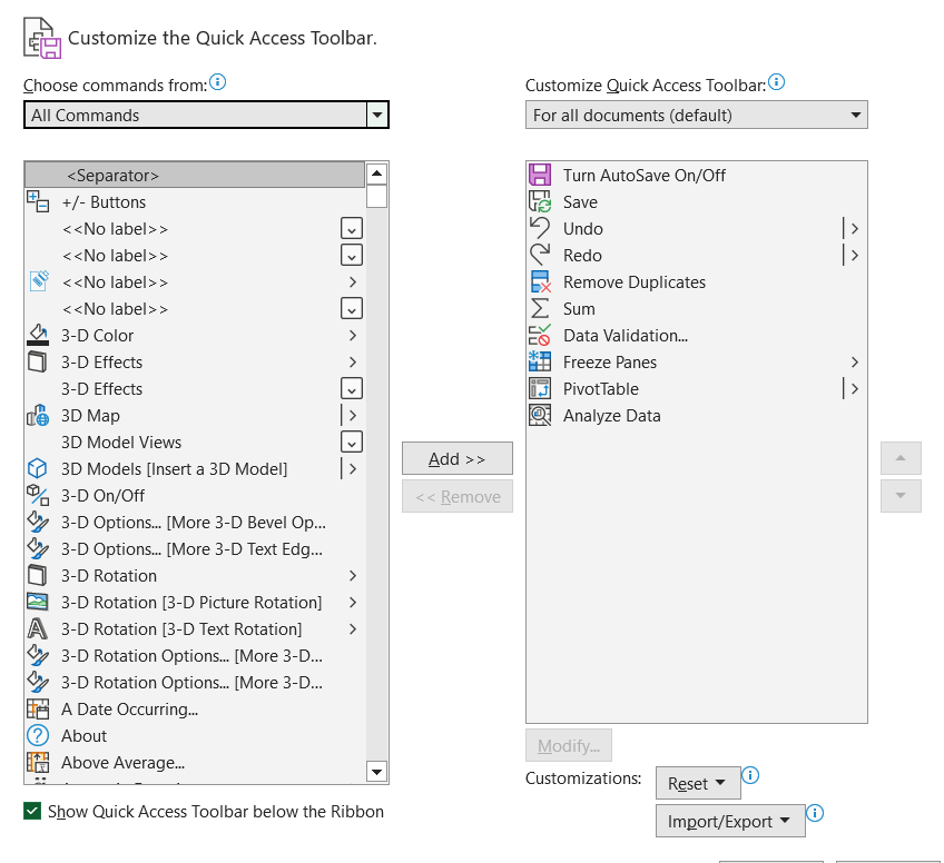 What version of Microsoft excel are you able to see the full command ...