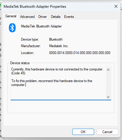 Bluetooth disconnected and no toggle available in Windows 10. Have ...