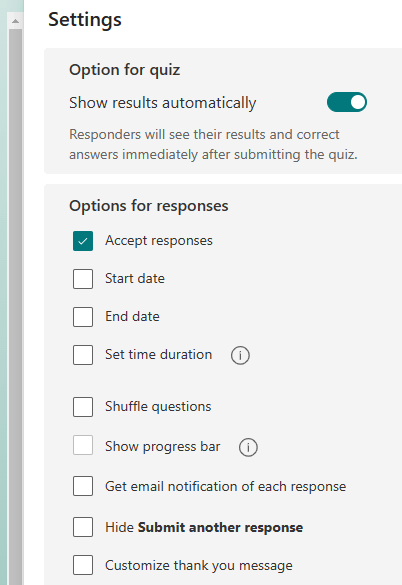 Why am I not able to collect student names in the quizzes?? - Microsoft Q&A