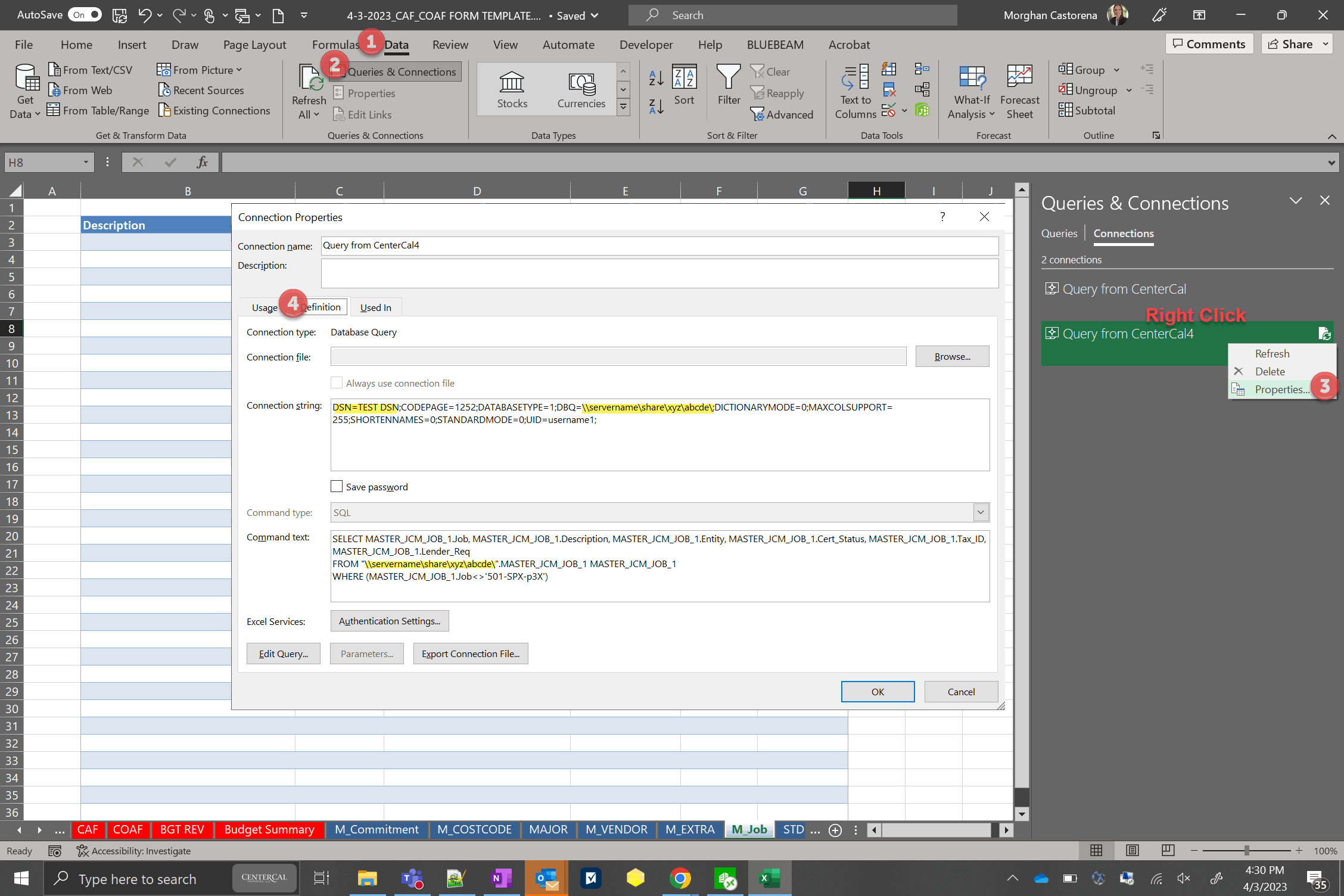 How to automate updating Connection Strings and Command Text in Excel ...