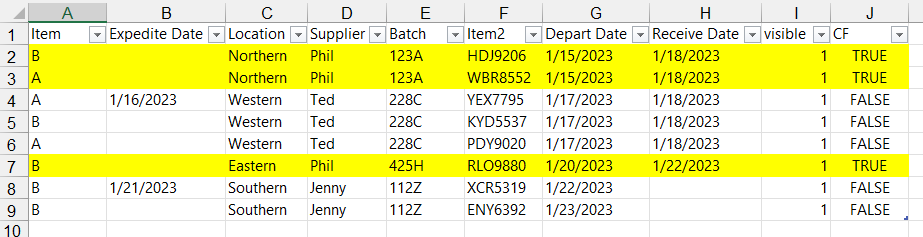 Method of conditionally formatting banded groups of rows (regardless of ...