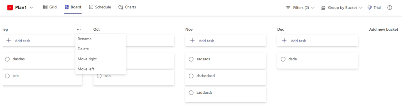 Move bucket all the way to the end in Planner - Microsoft Q&A