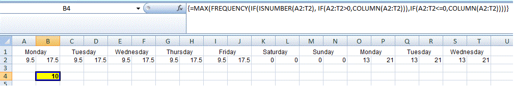 Count the maximum consecutive numbers that are above 0 in a range ...