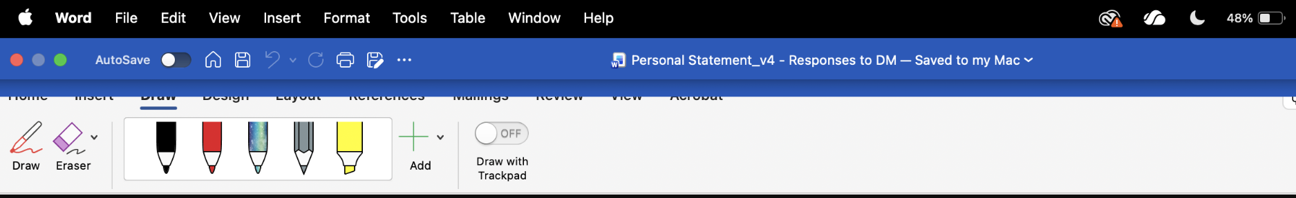 Thick blue banner at top of Word hiding options - Microsoft Q&A