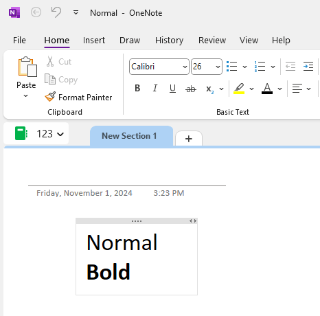 When using OneNote, if I highlight text as 'Bold' it doesn't actually ...