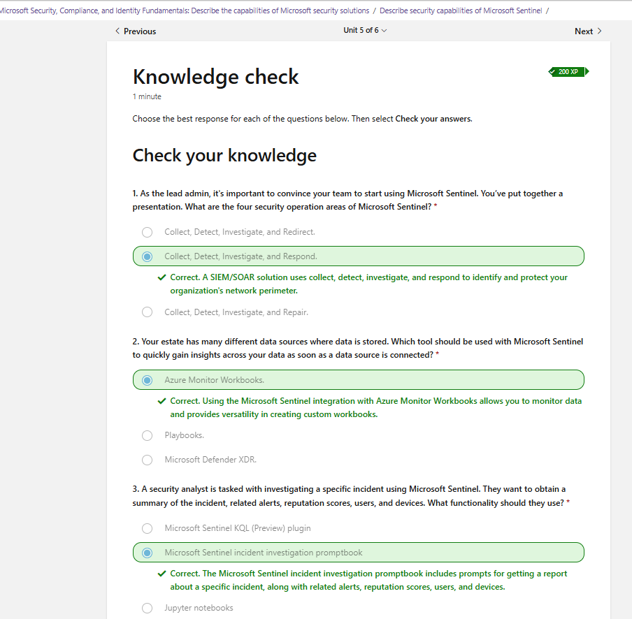 Knowledge check keep spinning when submitting the answer - Microsoft Q&A