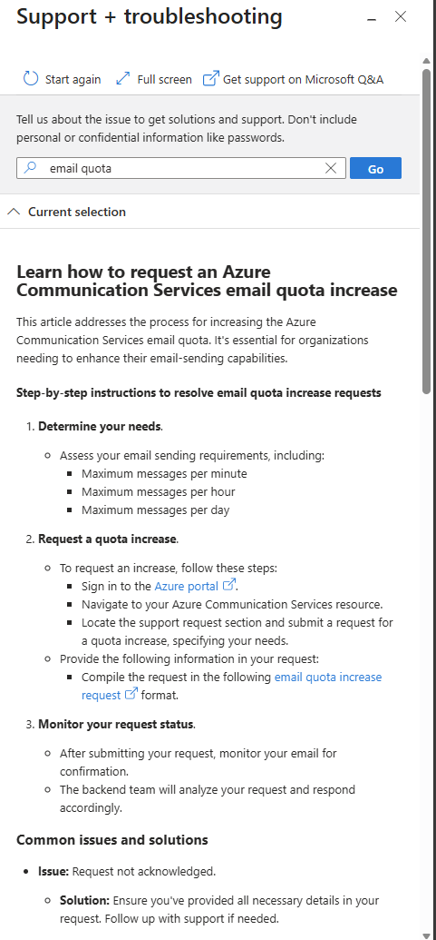 Request for Quota Increase ACS Email Service - Microsoft Q&A