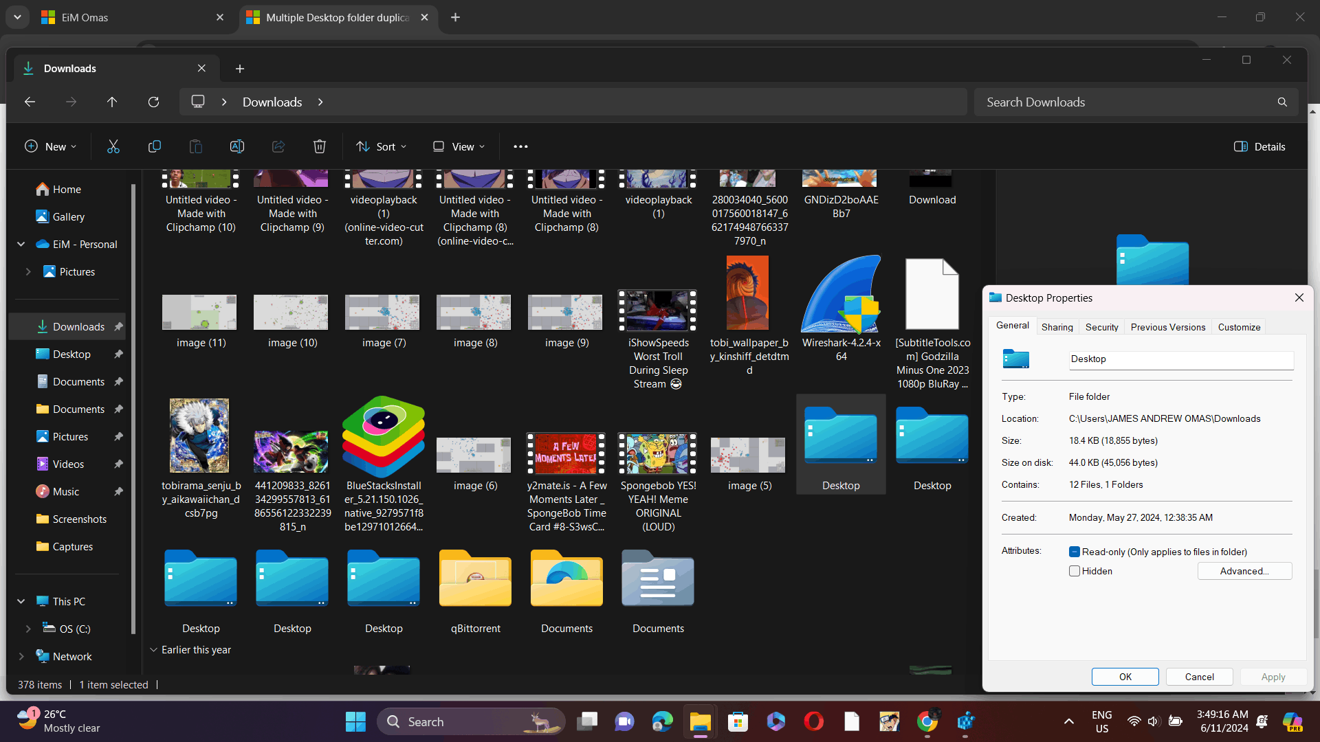 Multiple Desktop folder duplicate in download folder causing storage to ...