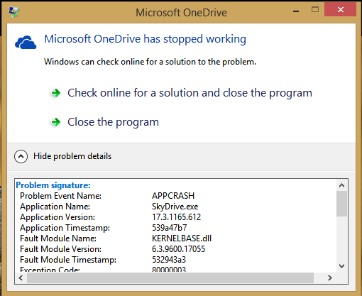 OneDrive persistent failure message keeps popping up but OneDrive is ...