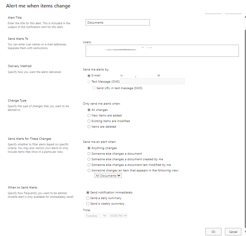 SparePoint alert: email with list of Documents ONLY - Microsoft Q&A