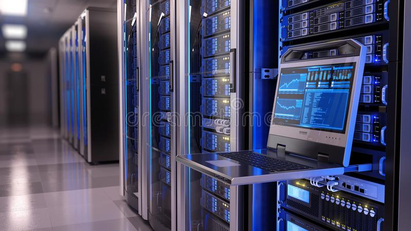 Rackmount LED Console in Server Room Data Center Stock Image - Image of power, information ...