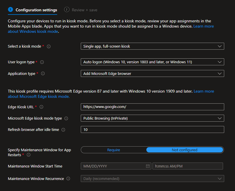 KIOSK Config Profile