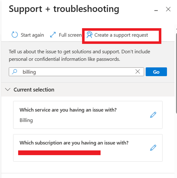 We are not able to raise a support request to Azure despite we are ...