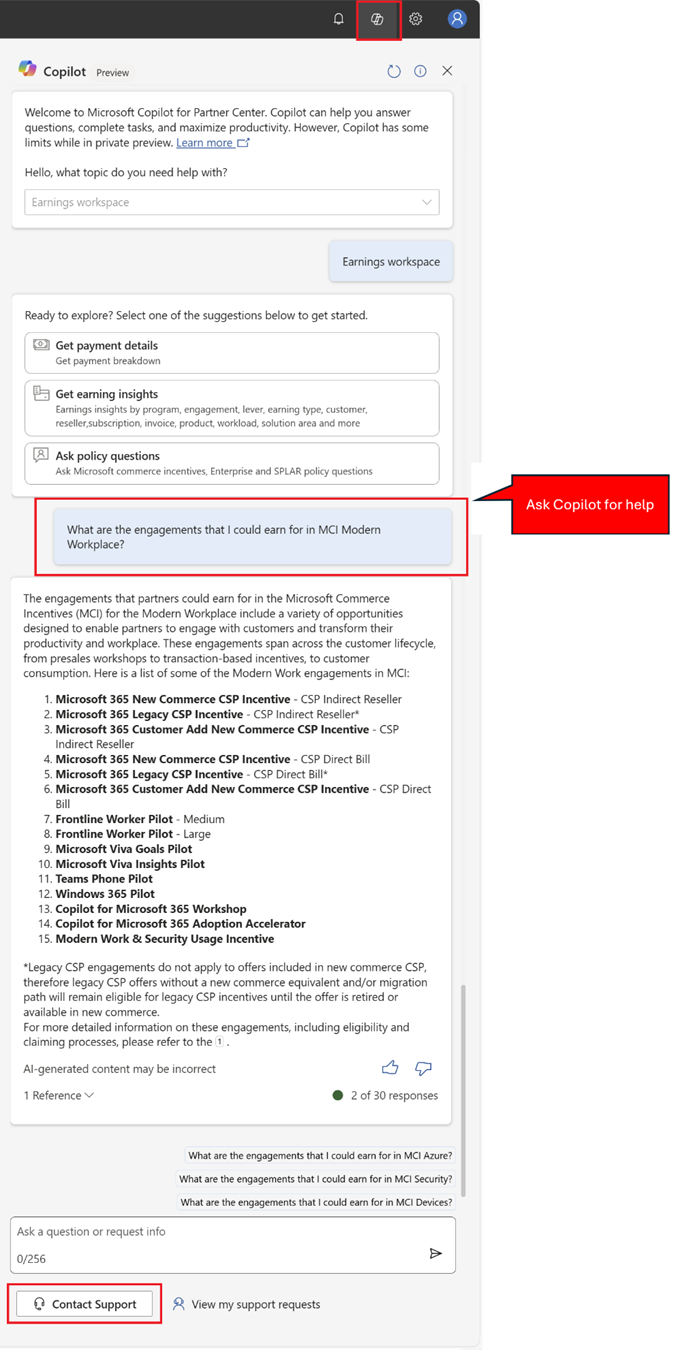 Screenshot of a user asking Copilot for help.