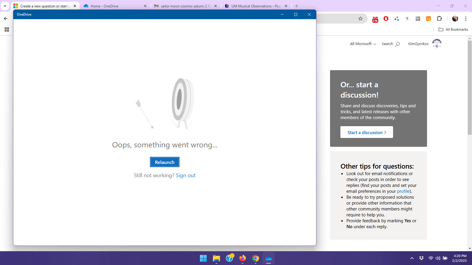 OneDrive for Windows won't sign in - Microsoft Q&A
