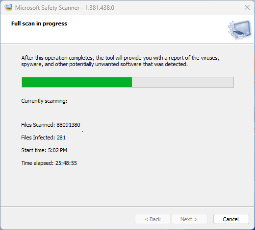 Why Microsoft Safety Scanner shows that it found several infected files ...