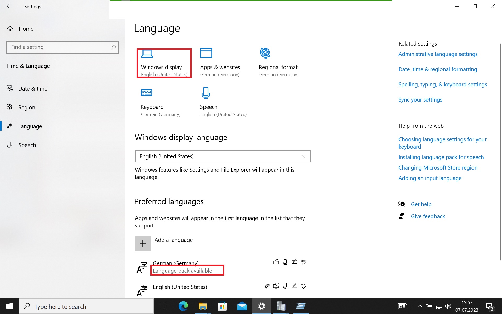 Display language not changed to German - Microsoft Q&A