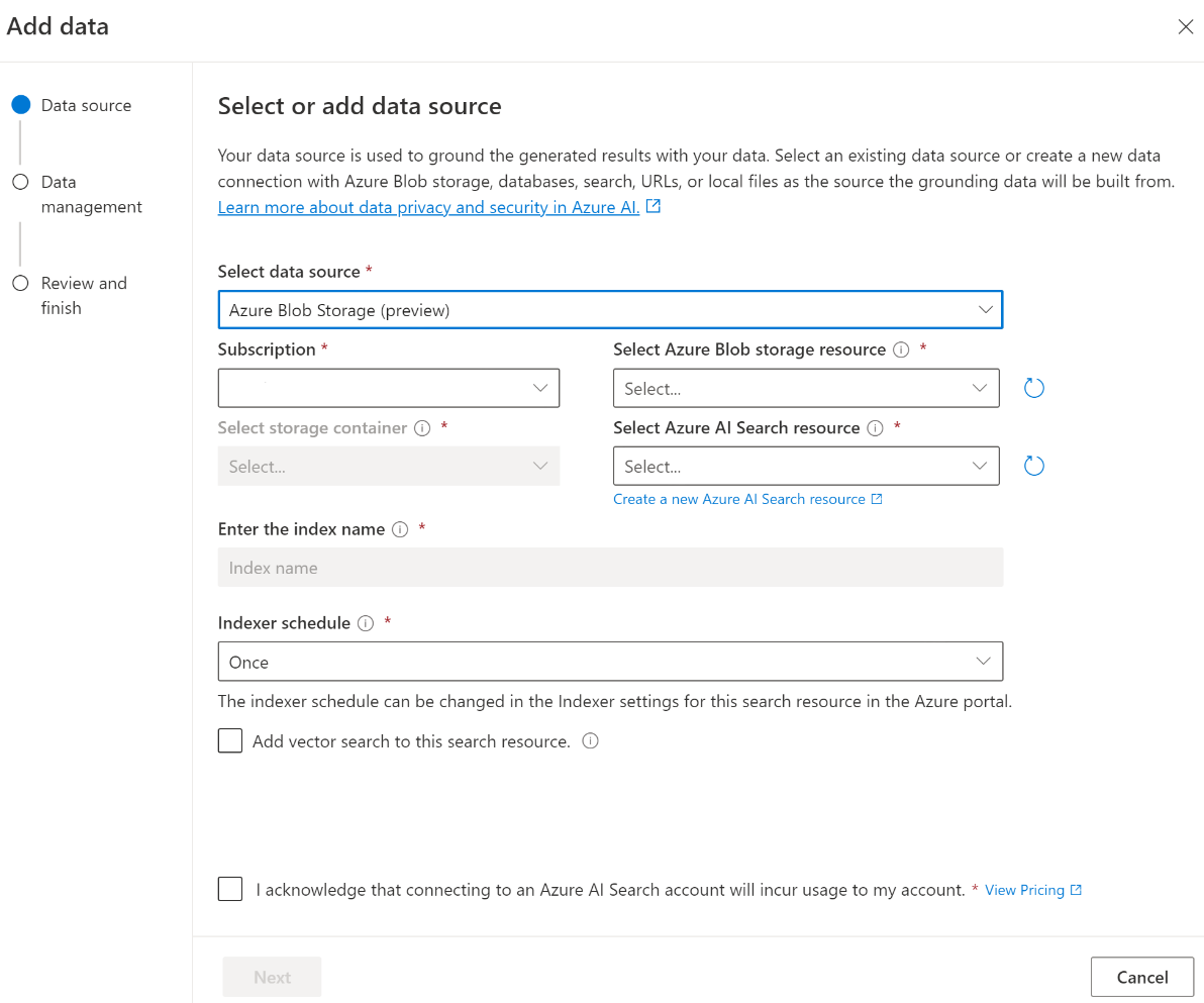 A screenshot of the indexer schedule in Azure OpenAI Studio.