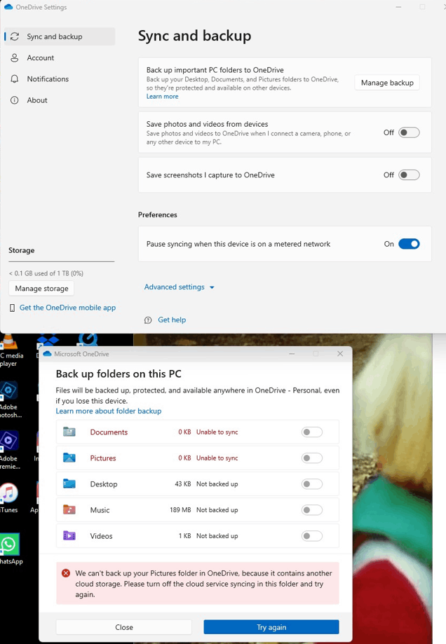 onedrive does not allow document backup/synch - Microsoft Q&A