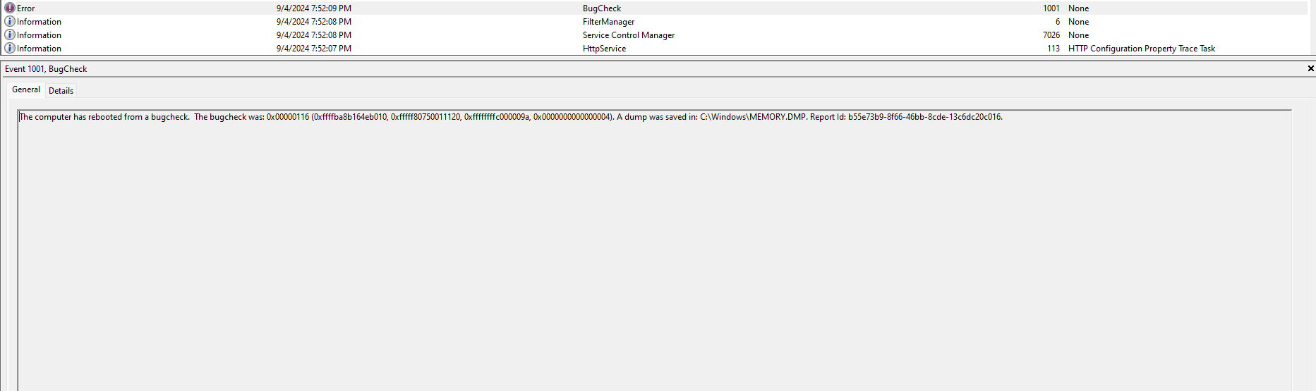 Weird error that restarts my computer: The computer has rebooted from a ...