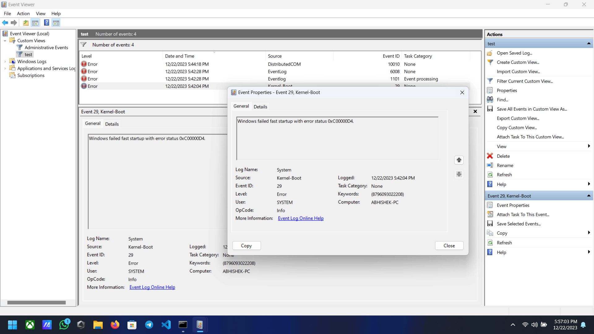 VSS error in event viewer - Microsoft Q&A