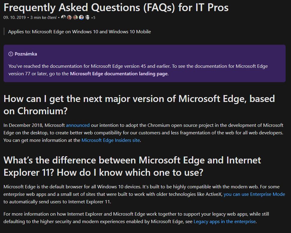Doplněk IE To Edge BHO v IE11 - Microsoft Q&A