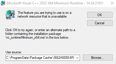 Visual C++ 2022 X64 Minimum Runtime nicht installieren - Microsoft Q&A