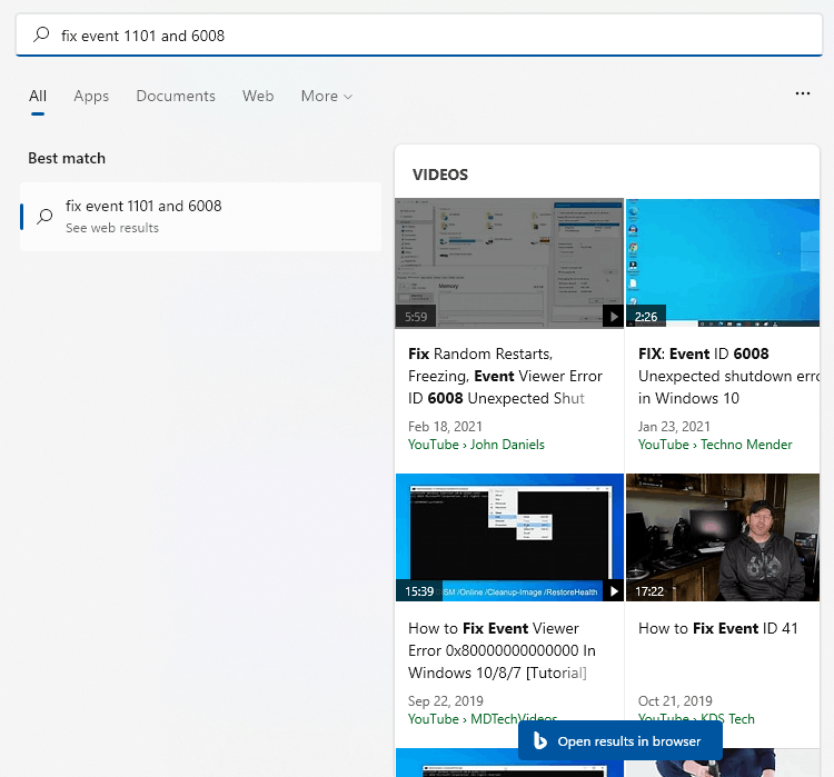 How do i fix event 1101 and 6008 - Microsoft Q&A