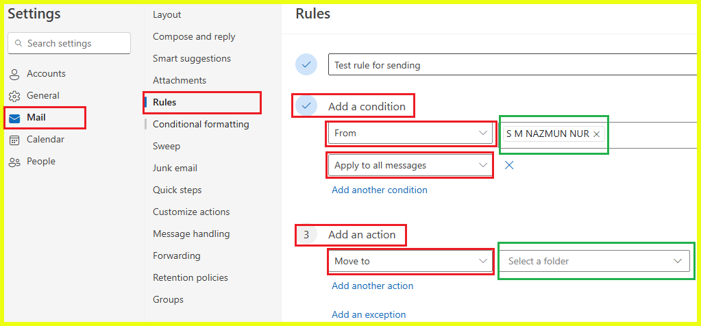 Move to folder function before sending an email - Microsoft Q&A