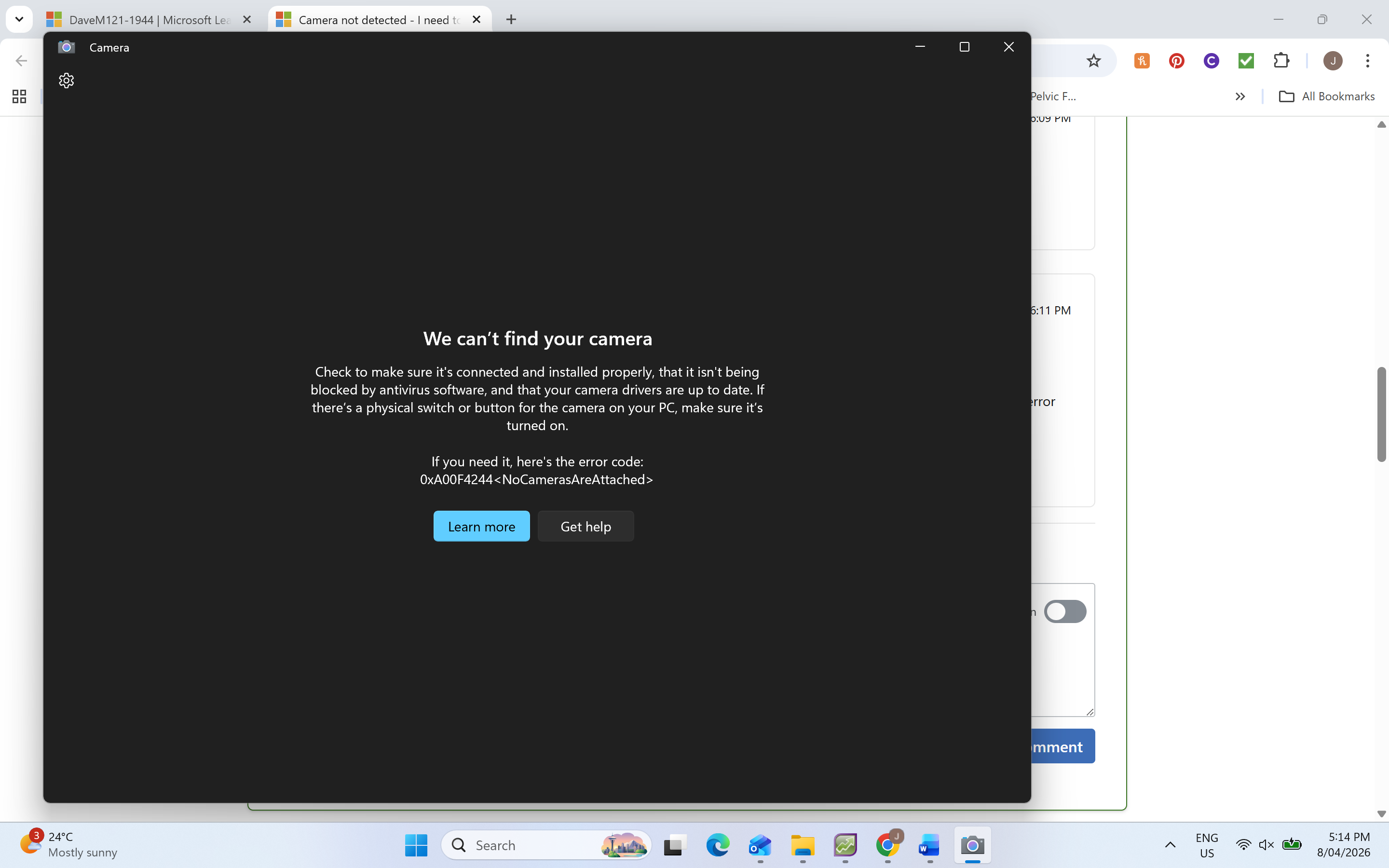 Camera not detected - I need to fix my camera - have done so much ...