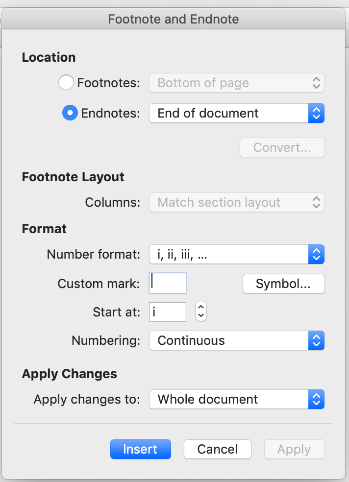 Unable to change numbering style for endnote on Mac - Microsoft Q&A